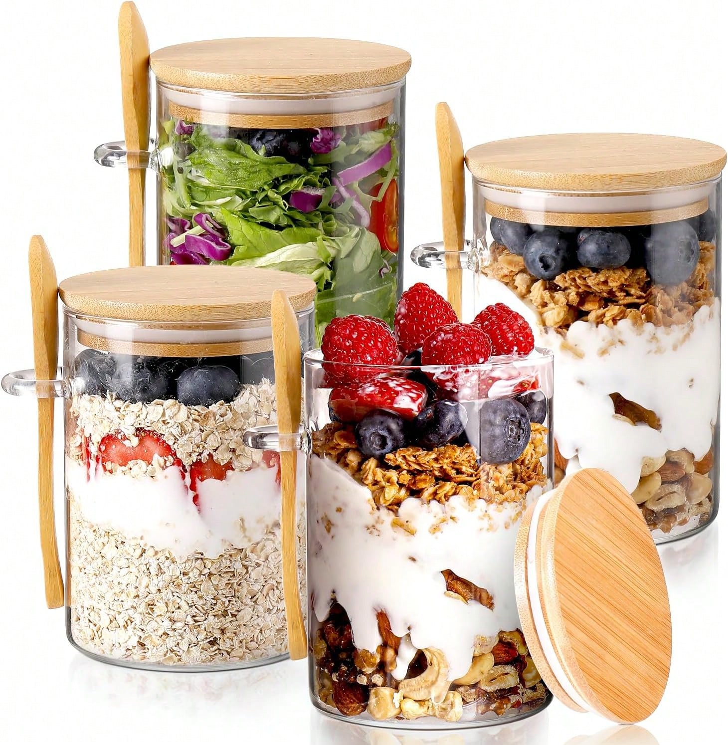 Meal Prep Yogurt Parfait - Набор из 4-х стеклянных контейнеров для