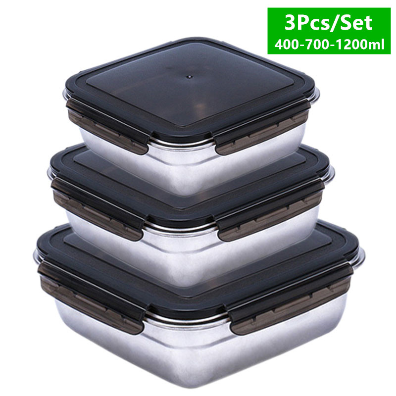 Meal Prep Tupperware - Наборы ланч-боксов 1200/750/400 мл, пищевая нержавеющая