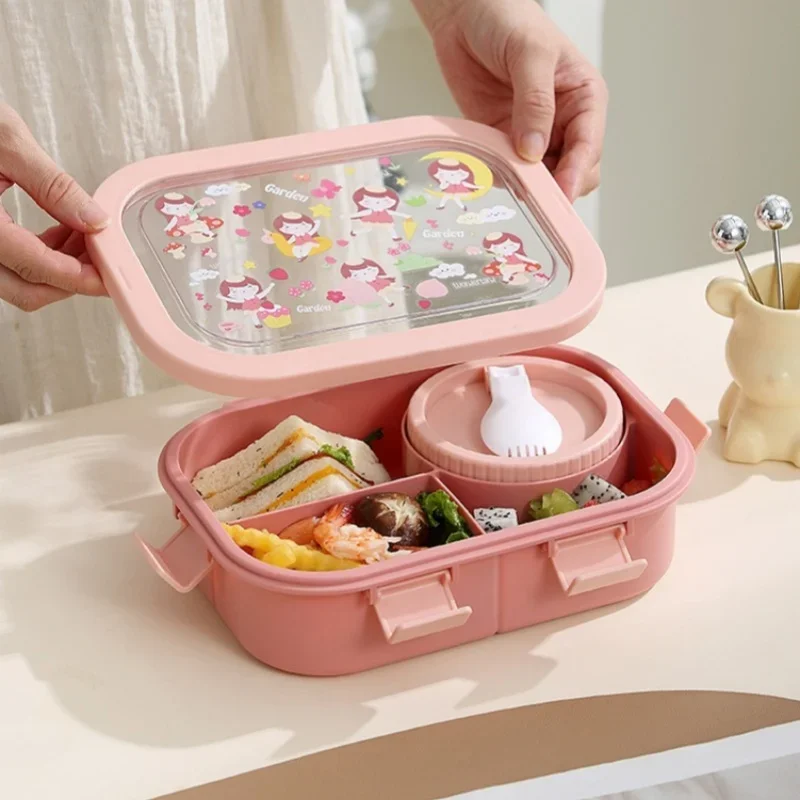 Meal Prep Tupperware - Мультяшный ланч-бокс для студентов, герметичный и