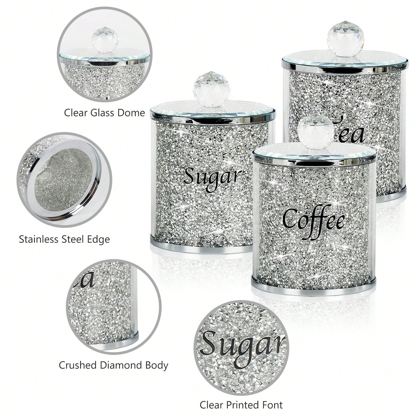 Glass Container Set - Набор банок для кофе, сахара и